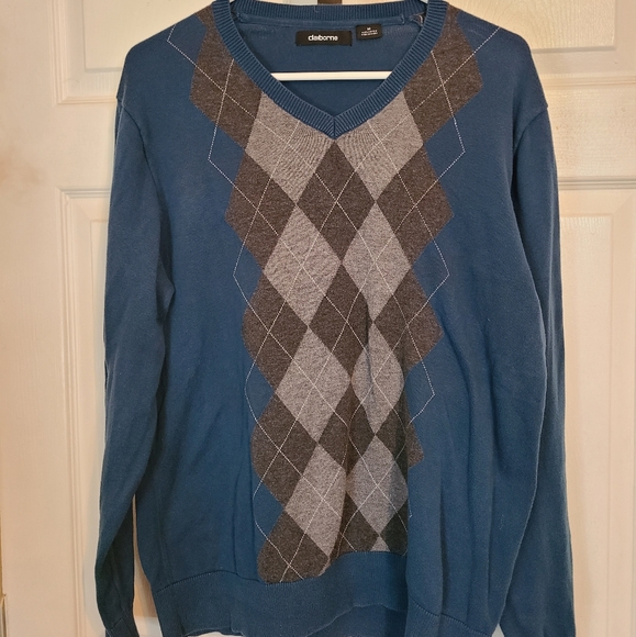 Claiborne Men's Long Sleeve V-Neck Pullover Sweater, Size: Medium Color: Blue - Picture 4 of 8